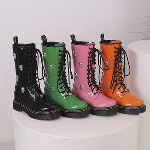 Botines de Moda con Decoración Metálica, Talla Grande 48, para Mujer, con Cordones, Cierre Lateral, Tacón Plano, Altura Media, Botas Cortas - Product Image 6