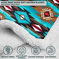 Couverture Sherpa Aztec réversible pour le camping, les voyages, les pique-niques, les activités de plein air, style bohème tribal, douce et chaude, pour le lit, le canapé, la décoration