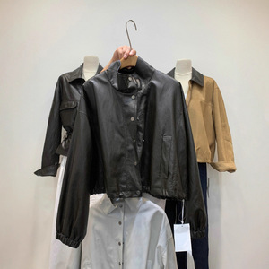 2025 autunno giacca <span class=keywords><strong>in</strong></span> pelle sintetica stile coreano da donna-Blazer corto corto <span class=keywords><strong>con</strong></span> colletto <span class=keywords><strong>con</strong></span> <span class=keywords><strong>cintura</strong></span> <span class=keywords><strong>in</strong></span> <span class=keywords><strong>vita</strong></span> e bavero da ufficio - Product Image 2