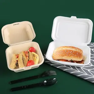 High Quality Biodegradable Compostable Eco Friendly Sugarcane Bagasse Clamshell