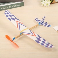 218 Petit planeur en mousse Thunderbird à propulsion par élastique, modèle d'avion à assembler soi-même, jouet d'extérieur pour adolescents