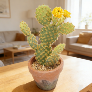 Cactus artificiel <span class=keywords><strong>en</strong></span> <span class=keywords><strong>pot</strong></span> avec fleurs jaunes pour la décoration de la maison et du bureau - Product Image 1