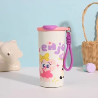 Tasse isotherme portable en acier inoxydable avec paille, motif dessin animé graffiti, double paille, mignonne, idéale pour les étudiants