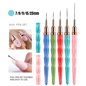 Nouveau style – Stylo portable en plastique pour nail art, <span class=keywords><strong>dessin</strong></span> <span class=keywords><strong>de</strong></span> lignes, lot <span class=keywords><strong>de</strong></span> 5 couleurs macaron pour la peinture - Product Image 3