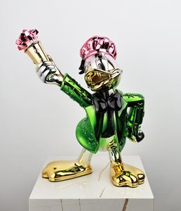 Nouvelles créations célèbres : Sculpture Pop Art Mickey en résine électroplaquée, couleur chrome, motif cœur, pour décoration intérieure - Product Image 1