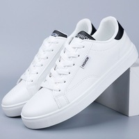 Nouvelles baskets décontractées en cuir PU imperméables pour hommes, respirantes, à lacets, pour étudiants, course à pied et sport