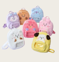 Sac à dos en peluche motif animal de dessin animé avec fenêtre transparente, sac tendance pour événements et concerts