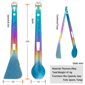 <span class=keywords><strong>Set</strong></span> di Posate in Titanio Puro Ecologico Moderno, Utensili da Campeggio, Pinze, Spatola, Forchetta, Cucchiaio, Ultra-leggero, Portatile, per Esterni, Logo Personalizzabile - Product Image 3