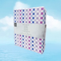 Ensemble de draps en microfibre 4 pièces, imprimé à carreaux, drap plat, drap-housse, 2 taies d'oreiller avec sac de rangement