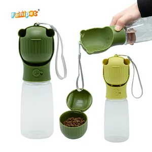 Famipet Manufacturer Wholesale Outdoor Travel Leak Proof Portable 2 in 1 Pet Dog Water Bottle with Food Container