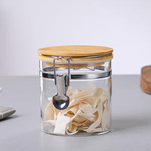 Bocal de rangement moderne en bois hermétique écologique avec couvercle verrouillable pour la confiture de bonbons ou le camping emballé dans une boîte - Product Image 1