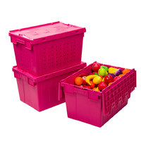 Caisses en plastique transparentes empilables et emboîtables avec couvercle attaché, conteneurs en PP pour la logistique, caisses de déménagement en plastique