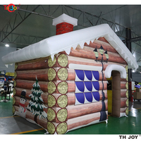 Livraison aérienne gratuite à porte, 2025 nouveaux produits de maison gonflable de Noël, 5x4m grande maison de cabine gonflable Santa Grotto santa