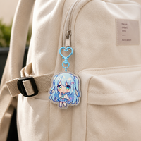 Porte-clés en acrylique personnalisé, dessin animé, holographique, double face, imprimé UV, fille manga mignonne, forme unique, léger