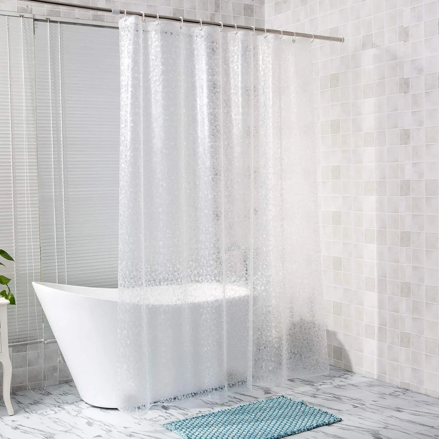 CF透明ホワイトクリアバスルーム高級バスカーテン3D防水PEVA/PVCシャワーカーテンバスルーム用フック付き