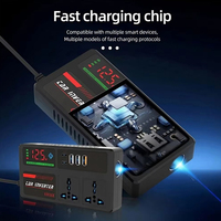 Inverter Mobil 200W DC 12V/24V ke AC 220V Adaptor Daya Ganda Tipe-C QC3.0 Konverter Mobil dengan Layar Digital Inverter Kendaraan