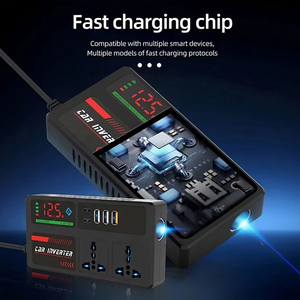 Convertisseur <span class=keywords><strong>de</strong></span> courant <span class=keywords><strong>pour</strong></span> <span class=keywords><strong>voiture</strong></span> 200W, adaptateur secteur DC 12V/24V vers AC 220V, double type-C QC3.0, avec écran numérique - Product Image 4