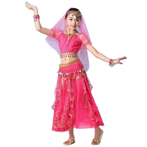 Kostum etnik tradisional anak perempuan, gaun kostum pesta Halloween, mainan peran anak perempuan India