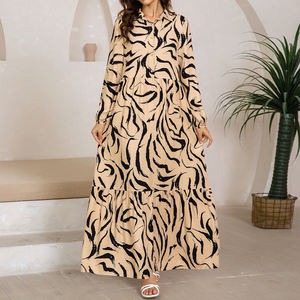 Vestido Elegante <span class=keywords><strong>de</strong></span> Primavera y Verano para Mujer, Estampado <span class=keywords><strong>de</strong></span> Rayas <span class=keywords><strong>de</strong></span> Tigre, Frente Semiabierto, Corte Holgado, Estilo Clásico para Salidas Informales, Tallas S-2XL - Product Image 3