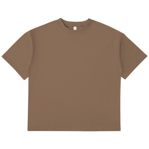 Camiseta recortada cuadrada de lujo 245g peso pesado Anti-encogido 100% algodón de gran tamaño en blanco liso - Product Image 1