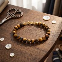 Bracelet TIZTI personnalisé, mode, 8 mm, pierre naturelle œil de tigre marron avec fermoir en acier inoxydable, bracelet perlé pour homme, anniversaire