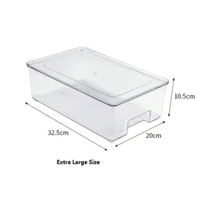 積み重ね可能な冷蔵庫オーガナイザービン気密収納食品容器冷蔵庫プラスチックオーガナイザーセット食品乾燥用蓋付き収納