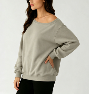 Wholesale Fashion Casual Crew Neck <b>Jumpers</b> Hot Sale High Quality Custom Logo Cotton <b>Oversized</b> Women <b>Off</b> <b>The</b> <b>Shoulder</b> Sweatshirt - Product Image 4