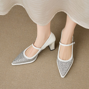 Escarpins élégants Cialisa pour femme, style patchwork, nouvelle collection printemps 2026, sexy, à bout pointu, avec bride à boucle, talons hauts, chaussures Mary Jane pour femme - Product Image 2