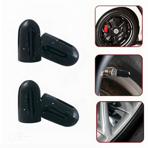 Tire Valve Caps Plastic Rubber American Style Tubeless <b>TPMS</b> Dust Covers One Gray One Black General Size OEM Customization - Product Image 4