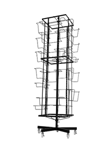 Circular Acrylic Rotating Rack 3 <b>Shelves</b> Mesh Floor-style Pegboard <b>Clothing</b> Display Organization Suitable for Doll Retail Shelf - Product Image 5