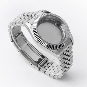 Lionorm 18mm 20mm Bracelet Montre Vintage Jubilé Bout Courbé Creux avec Bracelet de Luxe en Acier Inoxydable Argenté Massif pour Hommes - Product Image 2