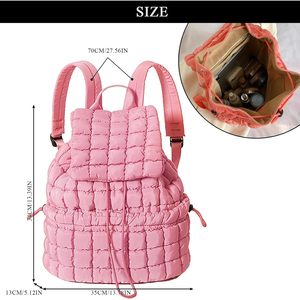 Women's Lightweight Quilted <b>Backpack</b> <b>Large</b> Capacity Travel <b>Backpack</b> With Zippered Pockets Detachable Straps Black Winter 2023 - Product Image 4
