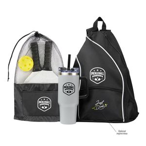 Kit de Pickleball en Gros : Sac à Dos de Transport en Polyester 600D, Gobelet Isotherme en Acier Inoxydable de 40 oz, 2 Raquettes, 1 Balle pour le Sport et le Fitness - Product Image 1