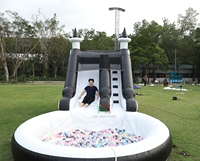 Glissière d'eau commerciale en plein air enfants adultes fête toboggan gonflable toboggan aquatique avec piscine