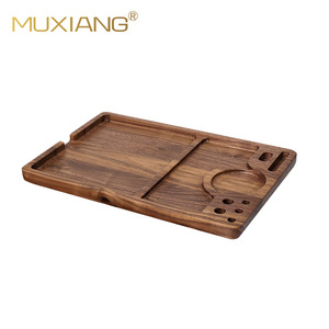 MUXIANG Wood Cigarette Rolling Tray 30x20cm Black Walnut Tobacco Tray With Compartment For Smoking Accessories - Product Image 2
