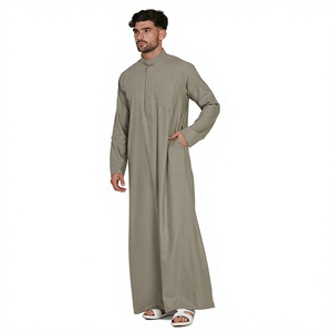 Túnica Marroquí Ligera y Transpirable de Algodón para Hombre, Jubbah con Bordado Hecho a Mano, Cuello Alto, Manga Larga, Largo hasta el Tobillo, Elástico en Cuatro Direcciones - Product Image 1