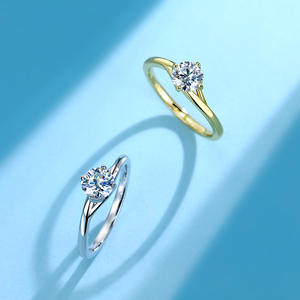 0. 8 CTW S925 Sterling Silber Runder Brillantschliff Moissanit Solitär-Ring 4-Krappen Gedrehter Band-Verlobungsring für Damen - Product Image 4