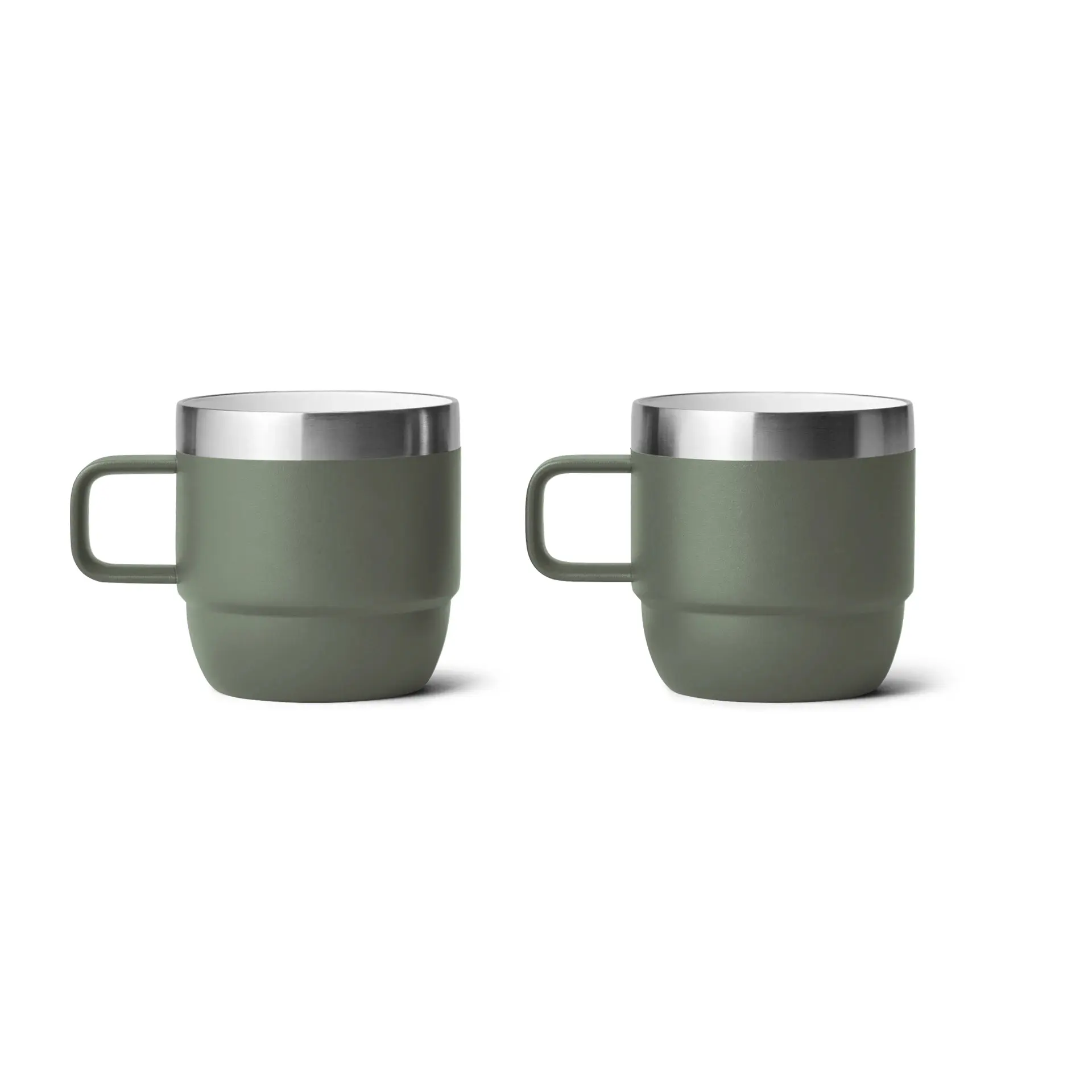 2024 nuovo design 4oz 6oz mini caffè impilabile tazza isolante sottovuoto in acciaio inox rivestimento in ceramica tazza da caffè con manico