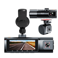 Caméra embarquée 3 canaux vision nocturne grand angle avec Wi-Fi et GPS 4K pour voiture (avant, habitacle et arrière)