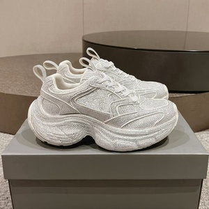 Diamond Sparkly Crystal Embellished Premium White Rhinestone Chunky Sneakers Sparkly Platform Glitter Casual <b>shoes</b> men women - Product Image 1