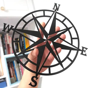 Bussola Nautica in Acciaio Inox, Decorazione da Parete in Metallo, Design Personalizzabile, Montaggio a Muro per Casa e Ufficio, 40x40cm - Product Image 3