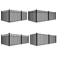 Valla de aluminio de alta seguridad para piscina, punta de lanza tubular, parte superior plana, antioxidante, antiescalada, valla de puerta de enrejado alto