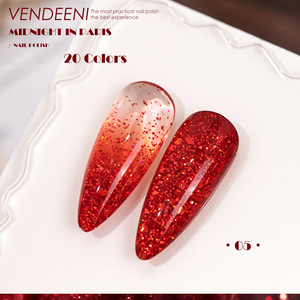 Nuevo Esmalte de Uñas en Gel UV con Diamantes Rojos Dorados de 15 ml, 20 Colores, Purpurina de Diamantes Rotos, Esmalte de Uñas Rojo de Año Nuevo - Product Image 5