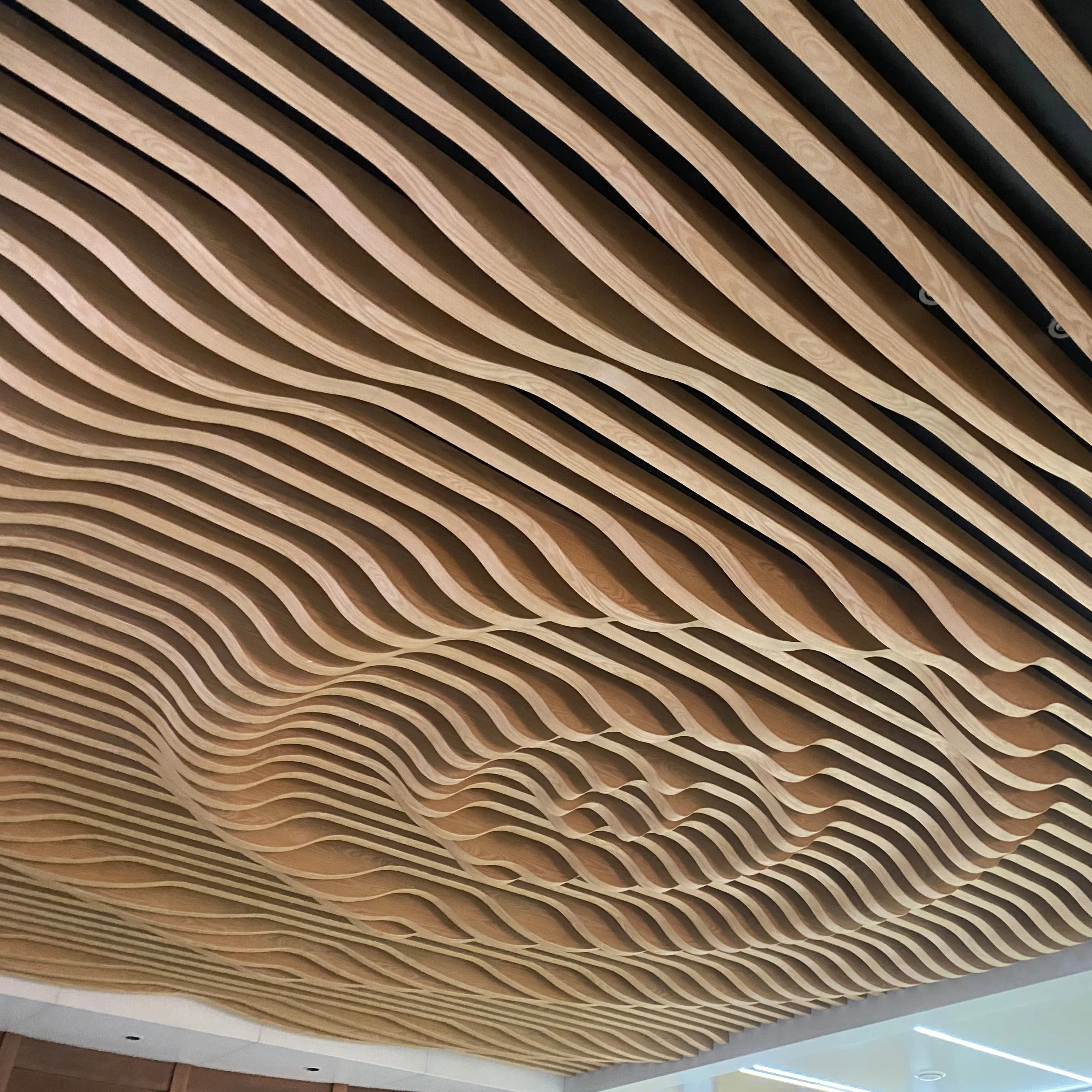 Aluminum curved pop interior ceiling designs special wave ceiling decoration