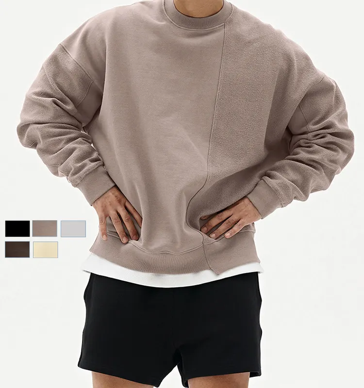 Großhandel Streetwear Stitched Herren T-Shirt Personal isierte hochwertige Rundhals ausschnitt Custom Plain Casual Sweatshirt für Männer