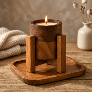 Bougie artisanale en bois BuildtoSuit, bougie en cire de soja faite à la main, respectueuse de l'environnement, parfumée, décorative, longue durée, 10,5 x 10,5 - Product Image 2
