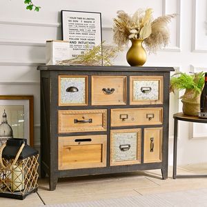 Armoire de salon INNOVA Home, durable, en bois vintage, avec plusieurs tiroirs, design d'accentuation, avec poignée pour la salle à manger - Product Image 2