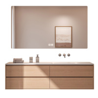 Vente directe usine : Ensemble meuble-lavabo mural simple avec tiroirs et grand rangement pour salle de bain