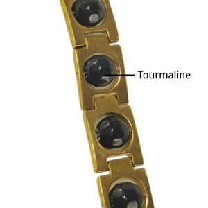 Pulsera masajeadora chapada en oro de titanio para hombres y mujeres, joyería de pareja de moda, piedra energética de turmalina de acero inoxidable ajustable - Product Image 5