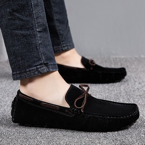 Chaussures décontractées pour hommes, style bateau, à enfiler, grandes tailles 38-48, semelle extérieure en caoutchouc, tige en cuir microfibre, confortables, pour l'extérieur, bout pointu - Product Image 4